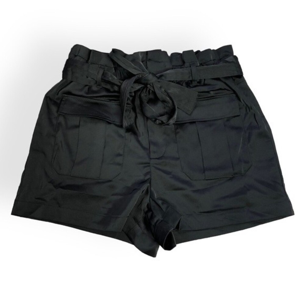 Love Tree High Waist Satin Front Pockets Paperbag Shorts